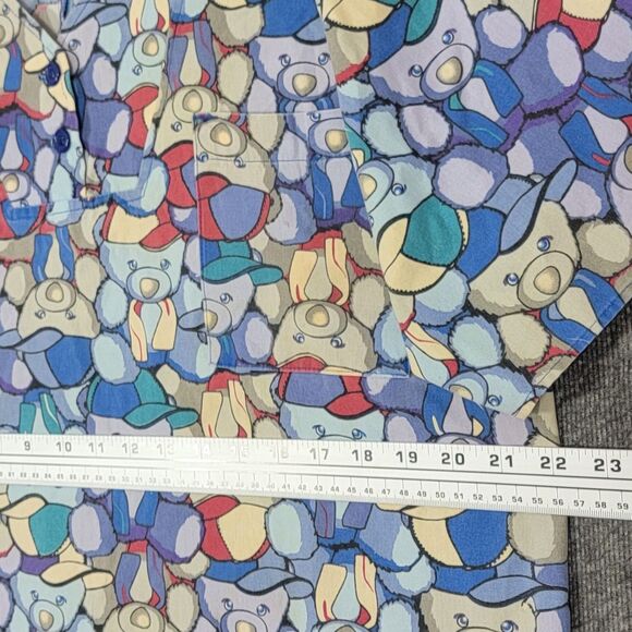 Scrub Wear Scrub Top Womens Large Blue Multi-Color Bears Print V Neck Nurse - Picture 6 of 10